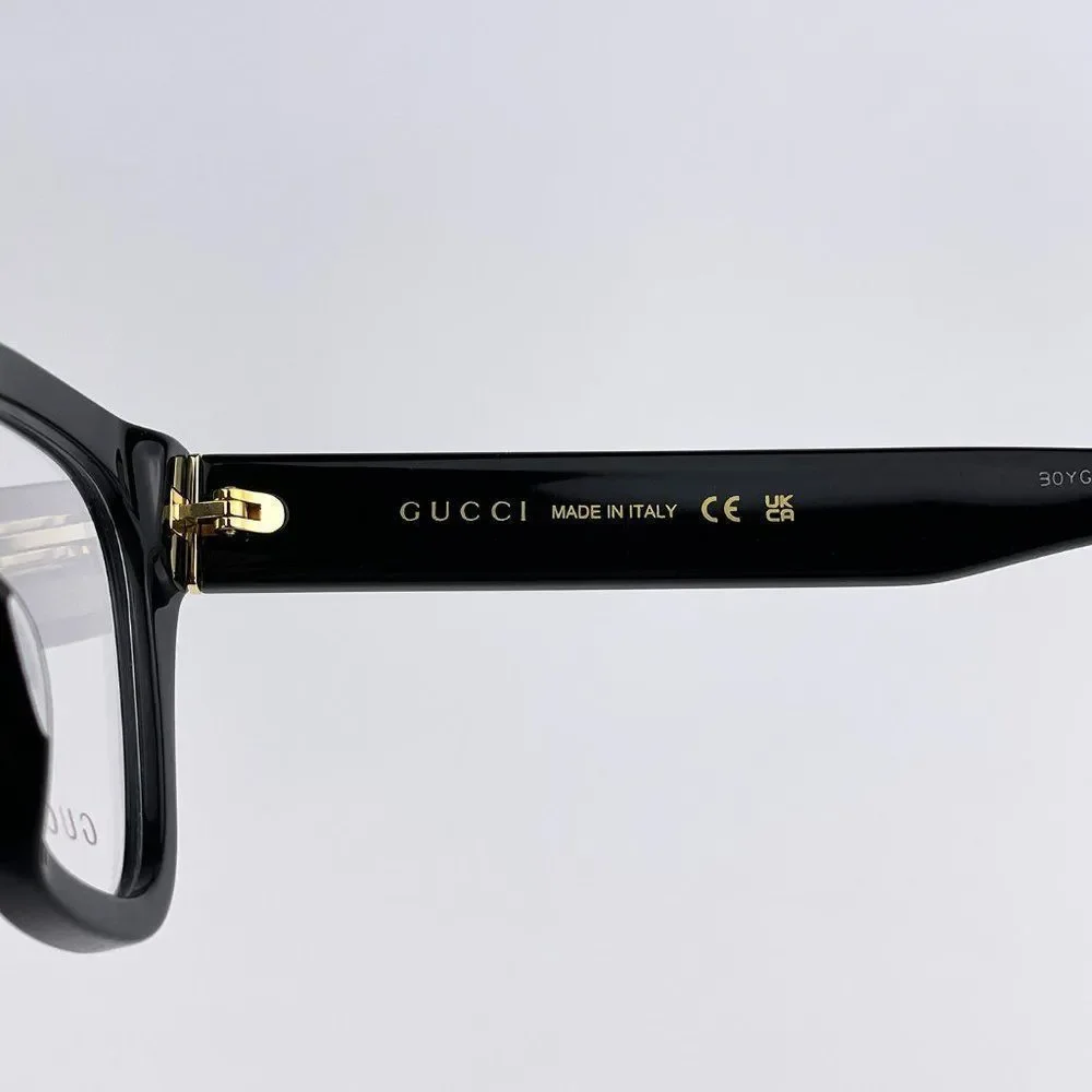 Gucci GG1133O 003 Eyeglasses Shiny Black Cat Eye Women LOGO